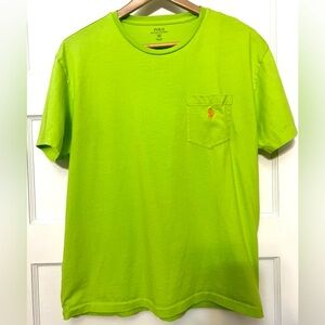 POLO Ralph Lauren T-Shirt Men's Lime Green - Pink Pony logo. Size Medium
